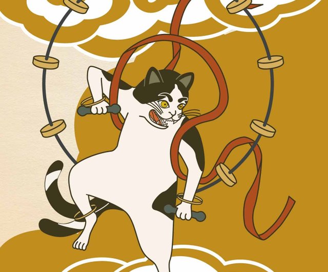 いろは歌留多　御猫様 風神雷神猫又 ポストカード6枚セット 猫 動物 浮世絵 日本 和
