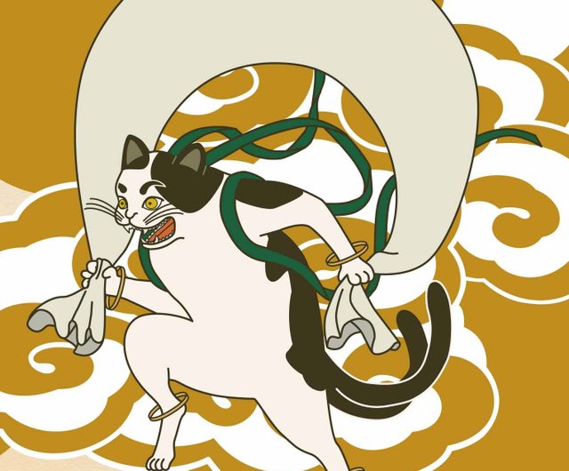 風神雷神猫又 ポストカード6枚セット 猫 動物 浮世絵 日本 和