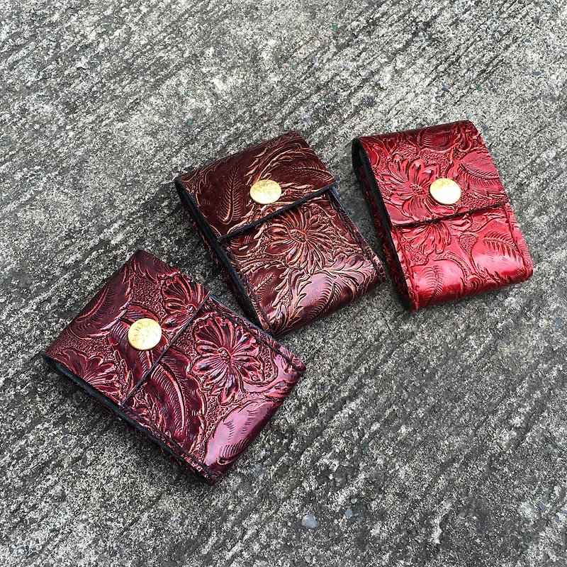 (U6.JP6 Handmade Leather Goods) Hand-made pure hand-stitched PU embossed leather universal coin purse - กระเป๋าใส่เหรียญ - หนังแท้ 