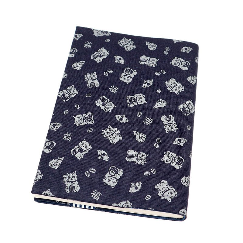 A5 可調式 媽媽手冊 布書衣 布書套 - 日本 招財貓 (藍) - 筆記本/手帳 - 棉．麻 藍色