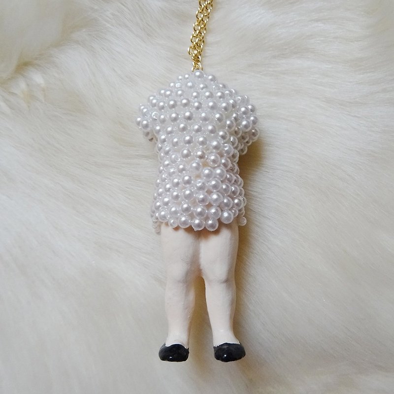 Pearl Doll Necklace / Black - Necklaces - Plastic Black