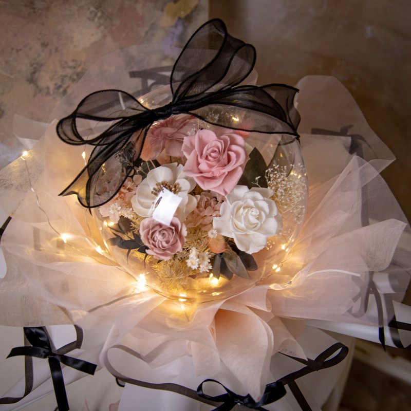 [Dream Ballet] Dried Flower Confession Proposal Led Light Preserved Flower Bouquet/Girlfriend Gift - Dried Flowers & Bouquets - Plants & Flowers Pink