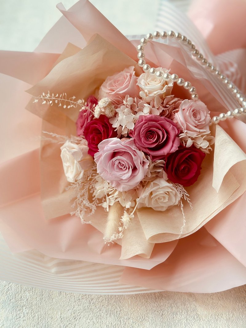 Immortal rose pearl bouquet peach pink color - Dried Flowers & Bouquets - Plants & Flowers Pink