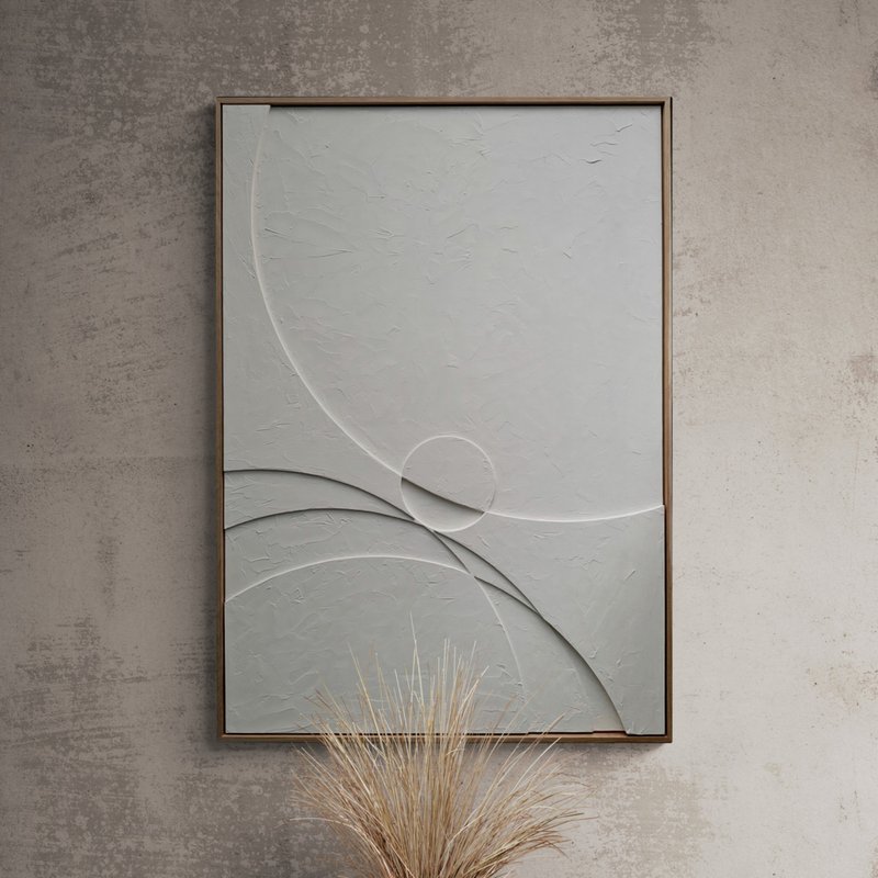 Minimalist 3D Plaster wall art, Textured wall art, Wall sculpture, Abstract - Wall Décor - Clay White