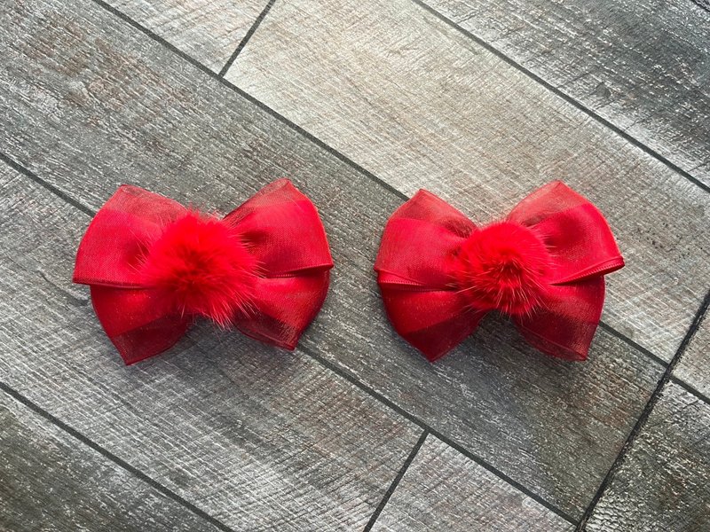 2pcs Ribbon clip Red collection Heng Heng - 髮圈/髮夾 - 其他材質 