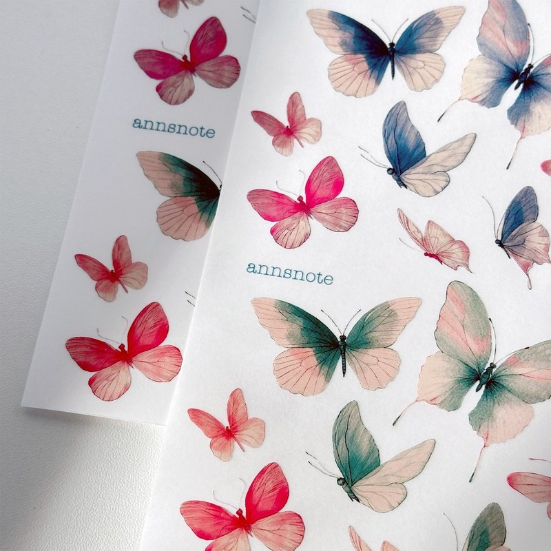 Oriental butterfly sticker PET (anns note) vintage collage - 貼紙 - 紙 多色