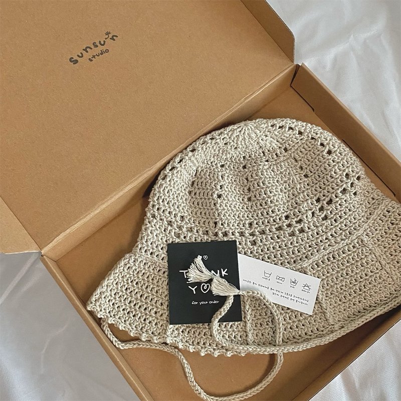 spring summer hat biscuit travel beach crochet hat - Hats & Caps - Cotton & Hemp Gold