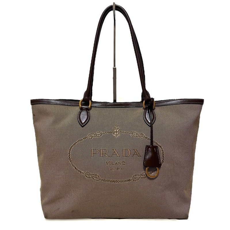 本物 PRADA プラダ トートバッグ ジャガード ロゴ ブラウン 1BG158 中古品 - 手提包/手提袋 - 其他材質 咖啡色