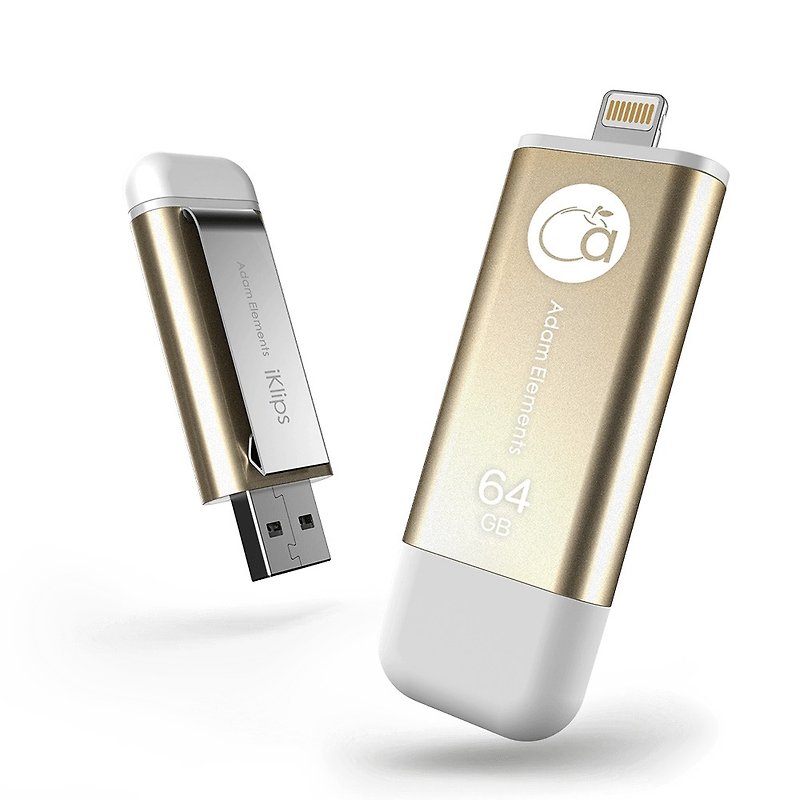 [welfare] iKlips 64GB Apple iOS USB3.1 two-way flash drive gold - แฟรชไดรฟ์ - โลหะ สีทอง
