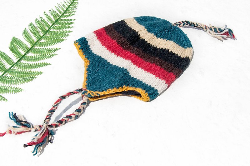 Knitted pure wool hat/handmade inner bristled wool hat/knitted wool hat/flying wool hat/wool hat-travel style - หมวก - ขนแกะ หลากหลายสี