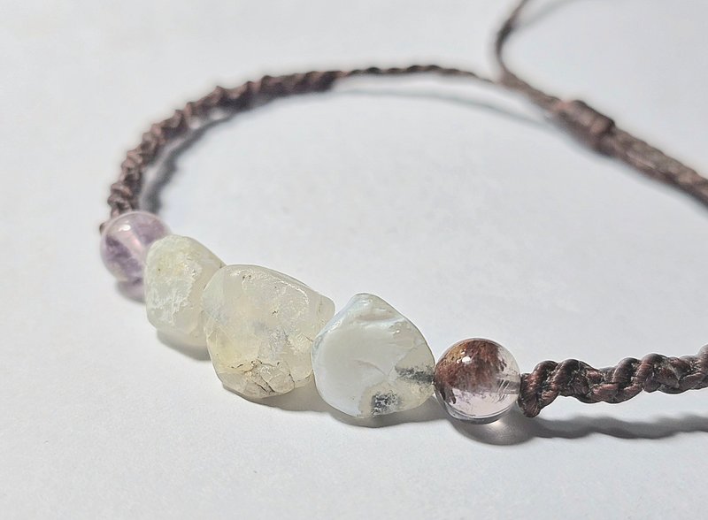 amber. White Chalcedony Purple Ghost Wax Thread Bracelet - Bracelets - Jade White