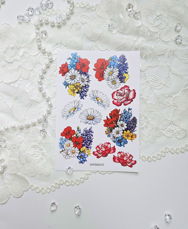 Summer Vivid Flower Paper - 貼紙 - 紙 