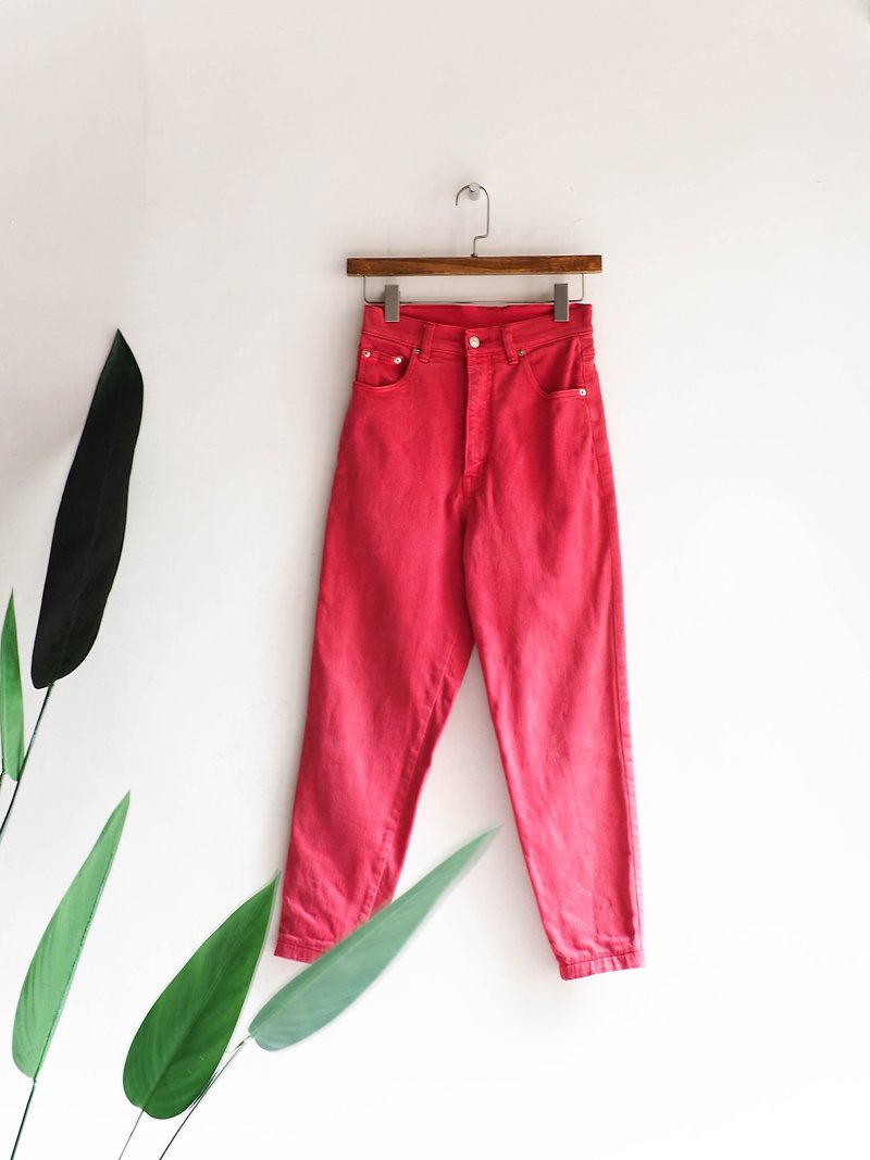River Water Mountain - Tokyo Qinglan Washed Red Party Holiday Cotton Tannin Antique Straight Pants - Women's Pants - Cotton & Hemp Red