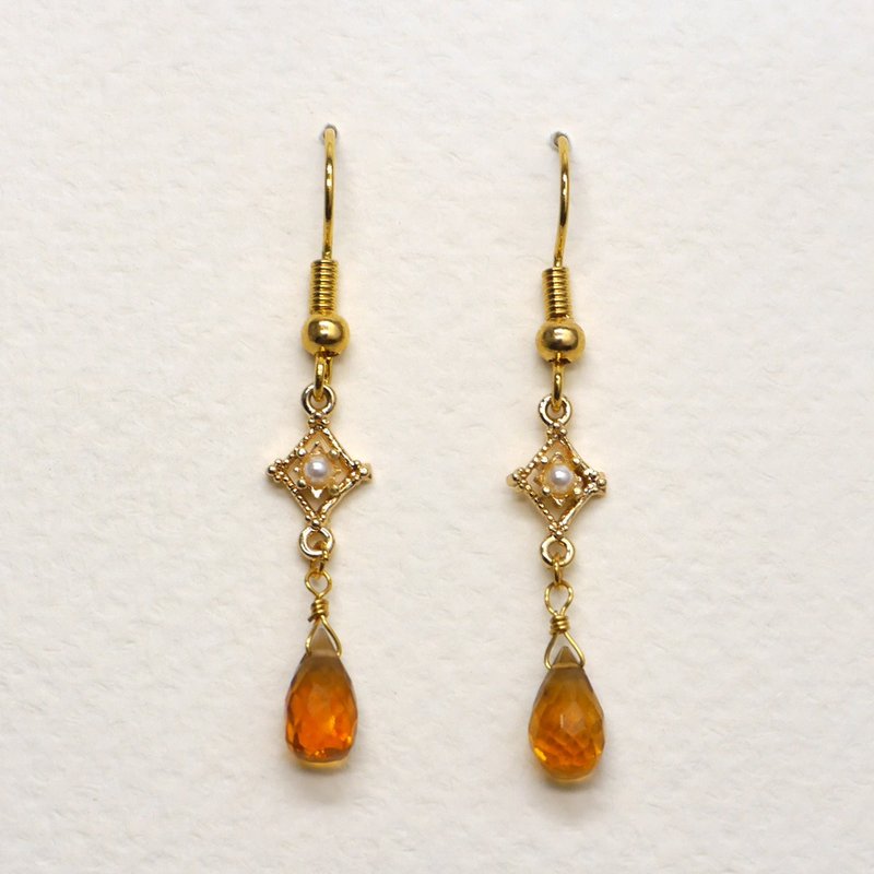 Orange - Natural Citrine Earrings Clip-On Painless Clip-On - Earrings & Clip-ons - Semi-Precious Stones Orange