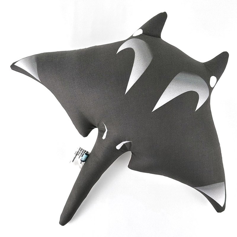 Design No.MR190 - 【2-Sided Print Design】Manta Ray Cushions - Pillows & Cushions - Cotton & Hemp Black