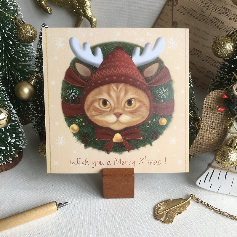 巨喵國的貓麋 - 聖誕明信片 - 卡片/明信片 - 紙 橘色