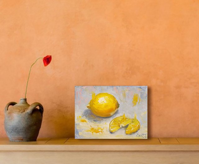 レモン絵画静物オリジナルアートフードペインティングシトラス
