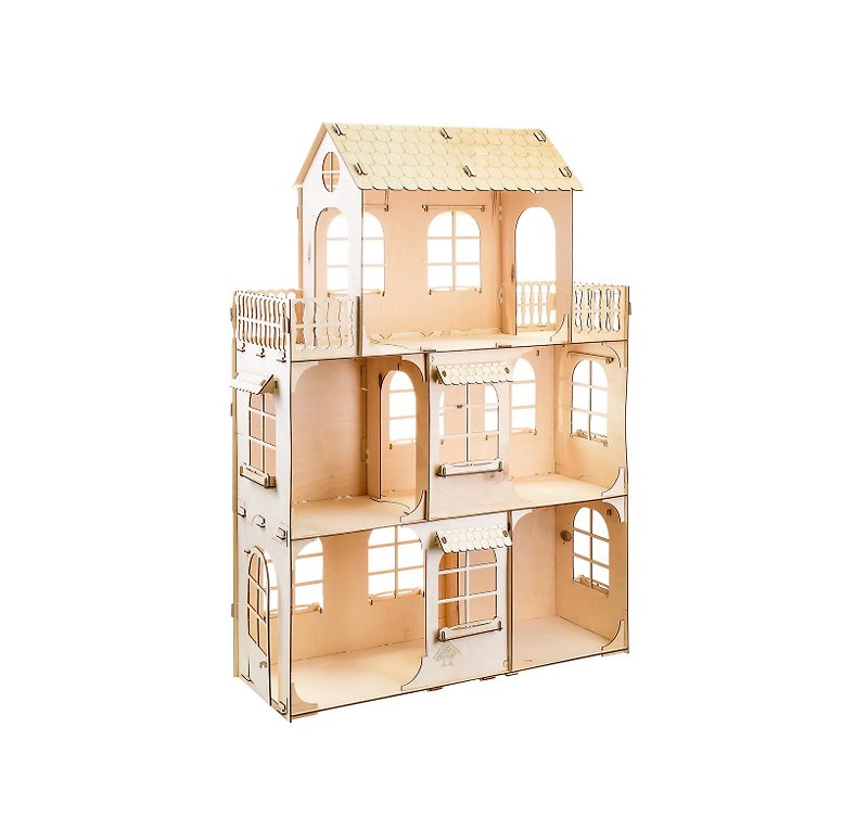 Large Dollhouse for Barbie | Scale 1:6 Wooden Dollhouse | DIY Dollhouse kit - ของเล่นเด็ก - ไม้ 