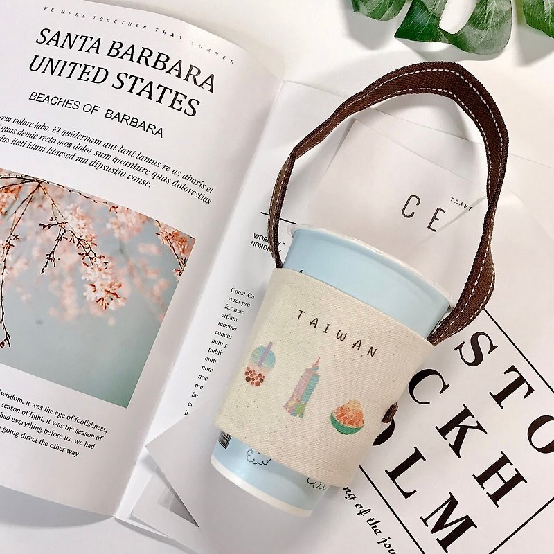 Taiwan series beverage bag - Handbags & Totes - Cotton & Hemp White