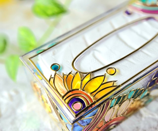 受注ティッシュケース 夏のお花畑グラスアート - ショップ