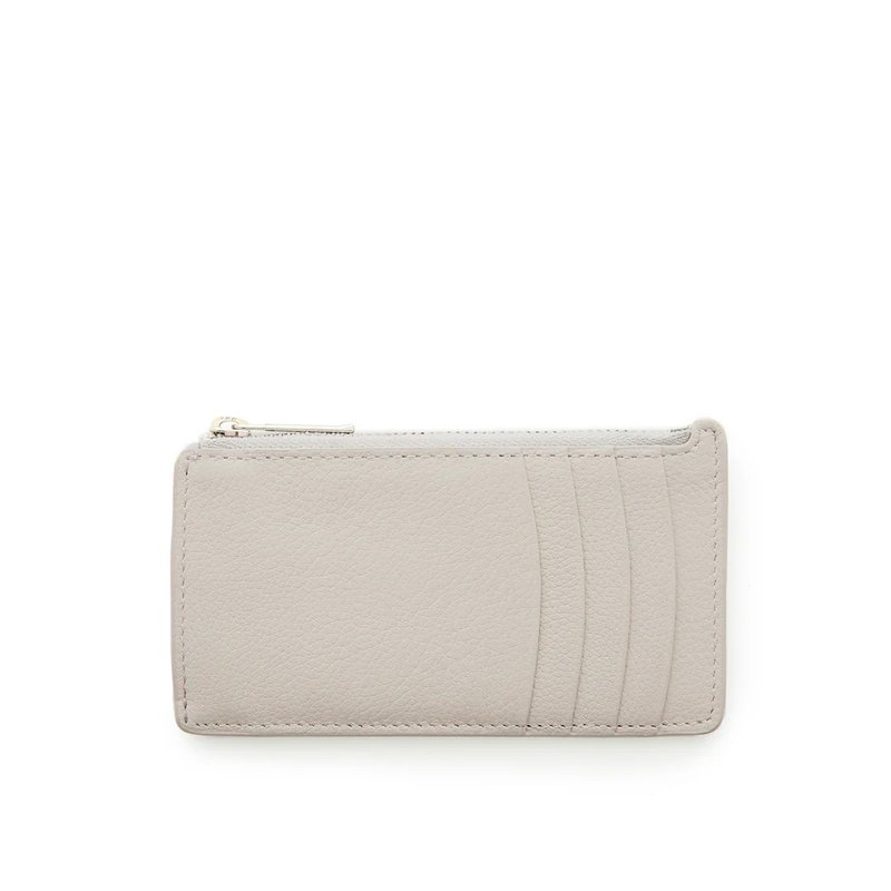 Arch Zipper Card Coin Holder-Light Gray - กระเป๋าใส่เหรียญ - หนังแท้ สีเทา