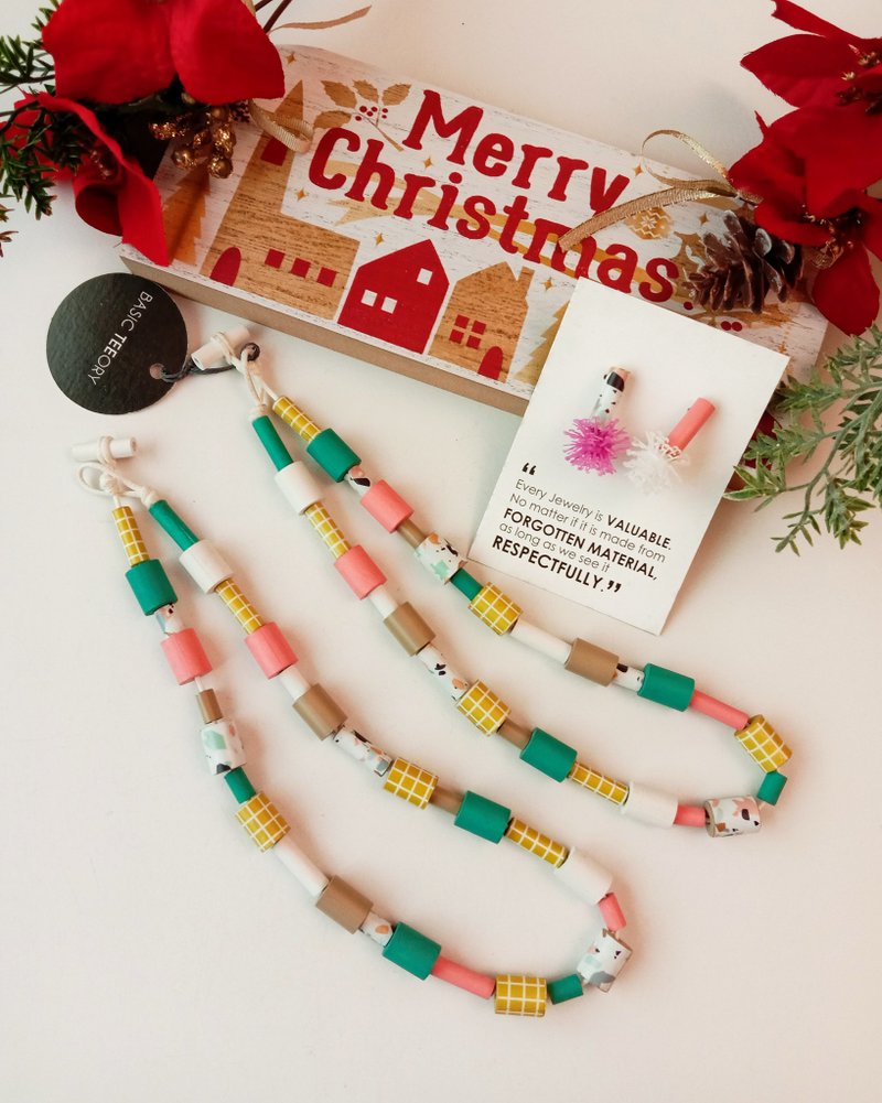 スウィートキャンディカラー CONNETTEREビーズネックレス_サイズS 送料無料 - ネックレス - 紙 ピンク