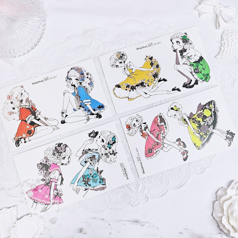 Renewal Palette girl paper sticker - 貼紙 - 紙 