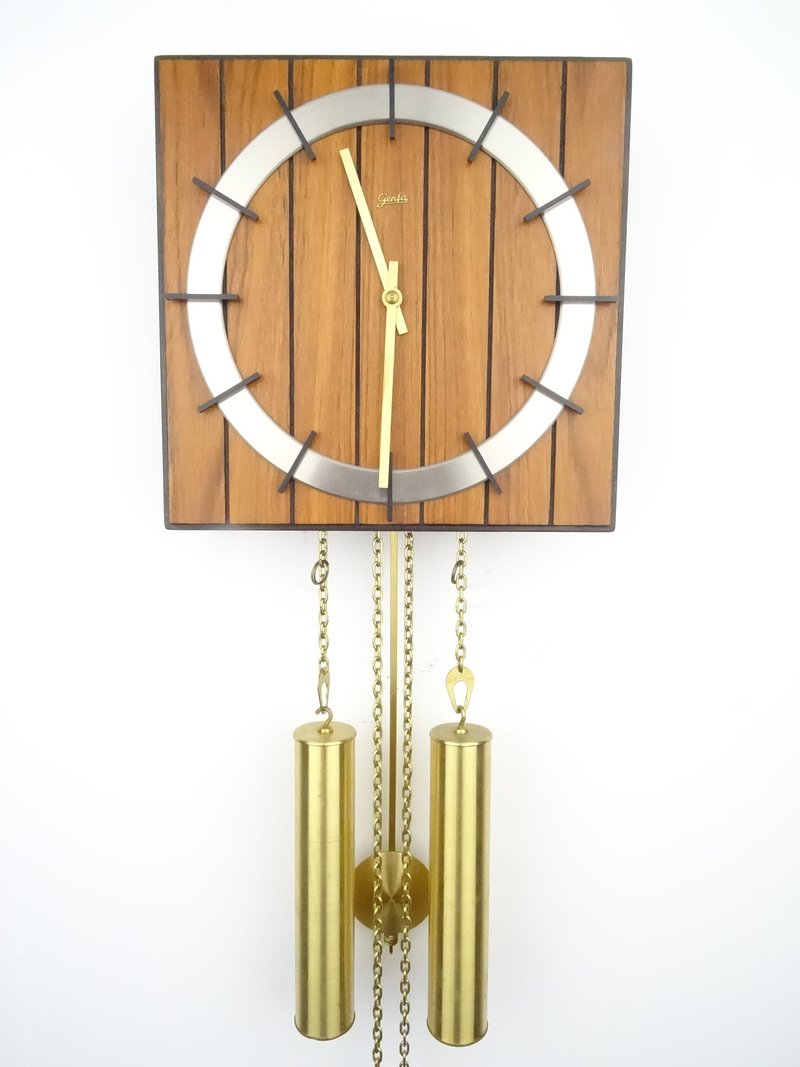 GENFA German Vintage Antique Design Mid Century 8 day Retro Wall Clock - 時鐘/鬧鐘 - 木頭 咖啡色