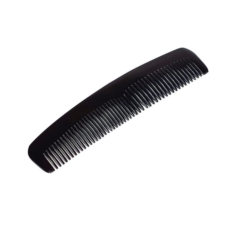 Buffalo Horn Comb Anti-Static Hair Styling Detangling Hair Combs Fine/Wide Tooth - 髮圈/髮夾 - 環保材質 黑色