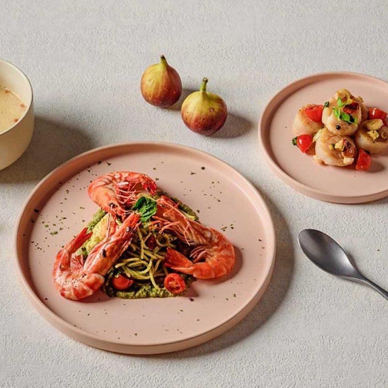 [New product launch] WAGA simple and elegant ceramic flat plate - tender pink - four types in total - จานและถาด - เครื่องลายคราม สึชมพู