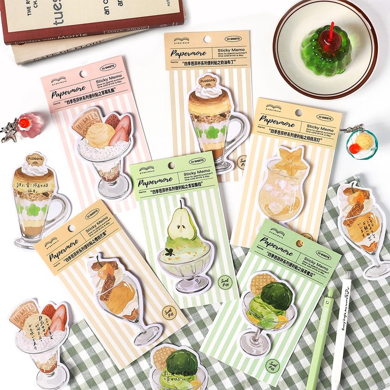 Papermore Four Seasons Parfait Cup Series DIY Decoration Notes 30 Sheets Korean Style Special Shaped Sticky Notes - กระดาษโน้ต - กระดาษ 