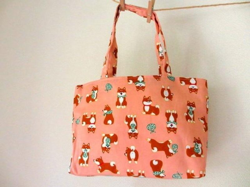 New color! Shiba inu petit handbag * Apricot - Handbags & Totes - Cotton & Hemp Pink