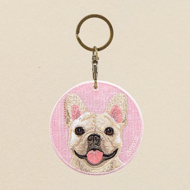 EMJOUR Double-sided Embroidery Charm - Fadou | Simulation Embroidery - พวงกุญแจ - งานปัก สึชมพู
