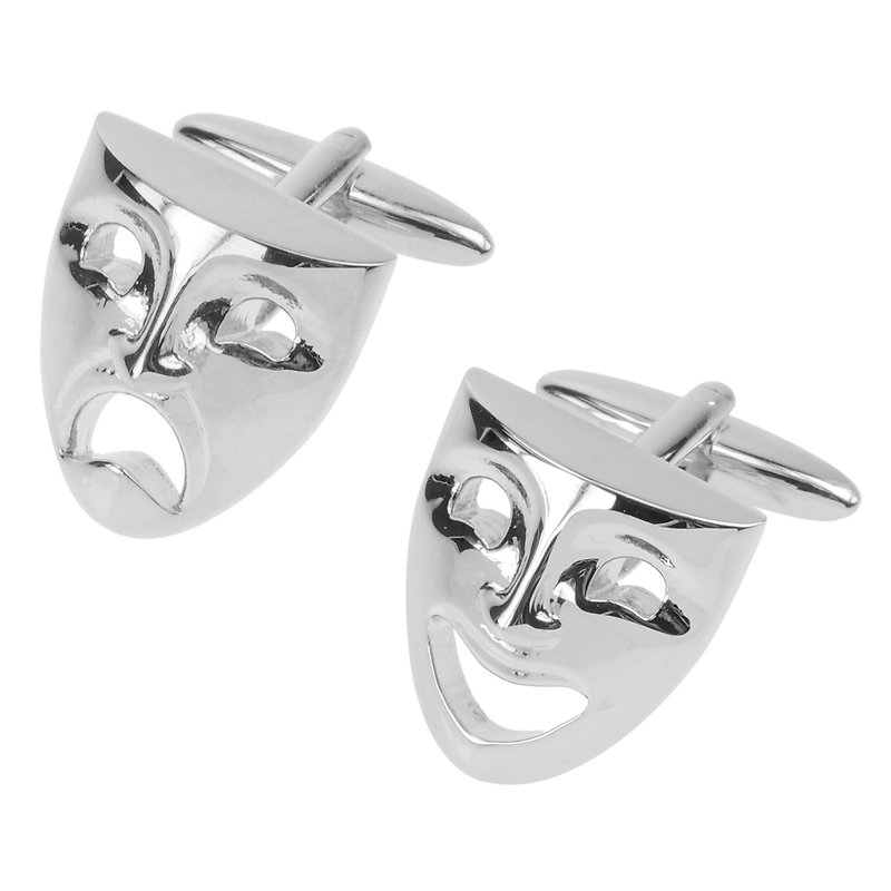 Happy and Sad Face Cufflinks - Cuff Links - Other Metals Silver