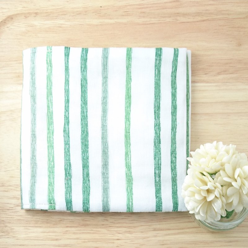 [Physical supplies package +] hand-painted stripes. Green - Other - Cotton & Hemp Green