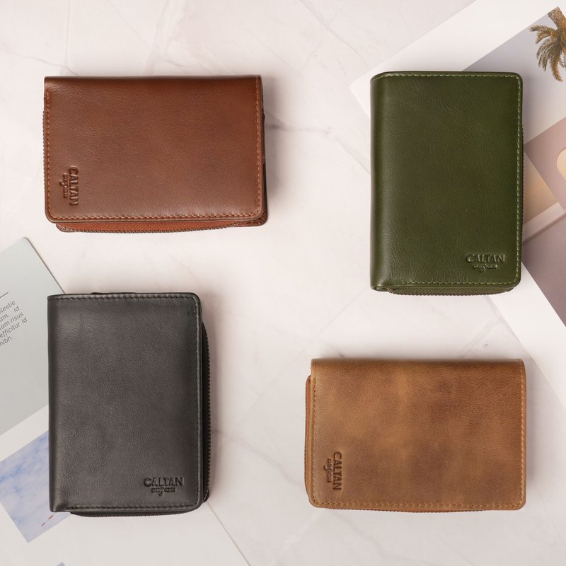 [24hr fast shipping] Huixin note-type leather short clip-075267 four colors - Wallets - Genuine Leather Brown