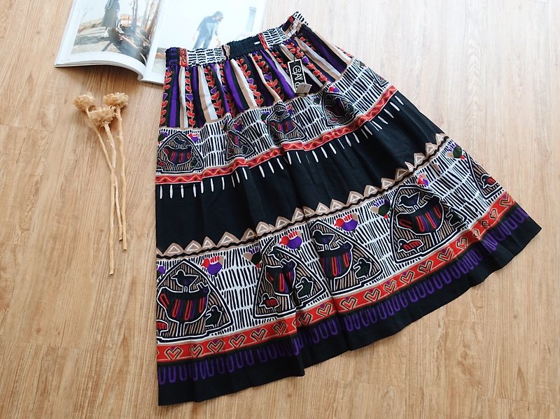 Vintage under / skirt no.63 - Skirts - Cotton & Hemp Multicolor