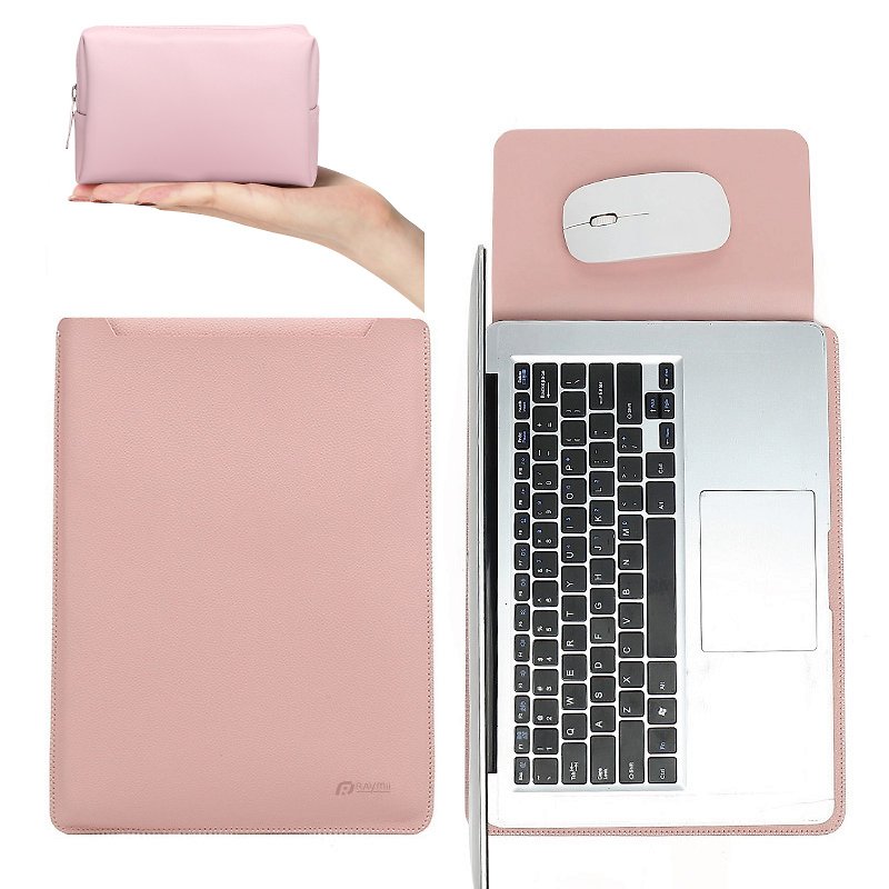 Raymii Macbook筆電保護套 筆電皮套 收納袋 內膽包 電腦包電源包 - 電腦袋 - 人造皮革 粉紅色