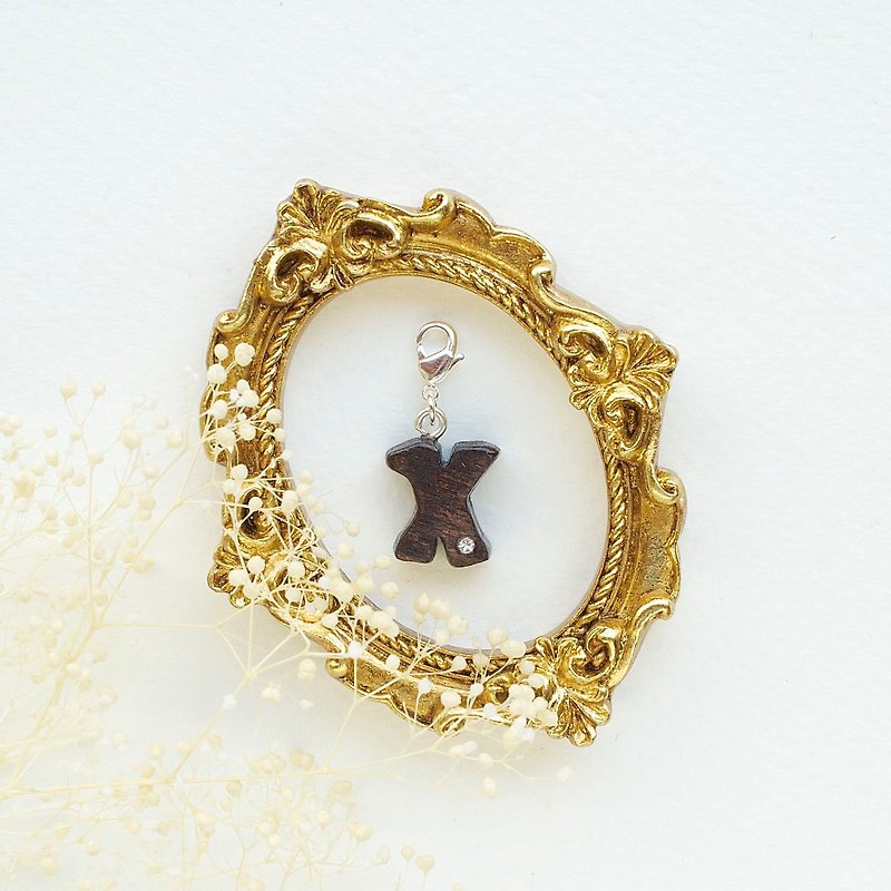 Letter wooden charm - X - Charms - Wood Brown