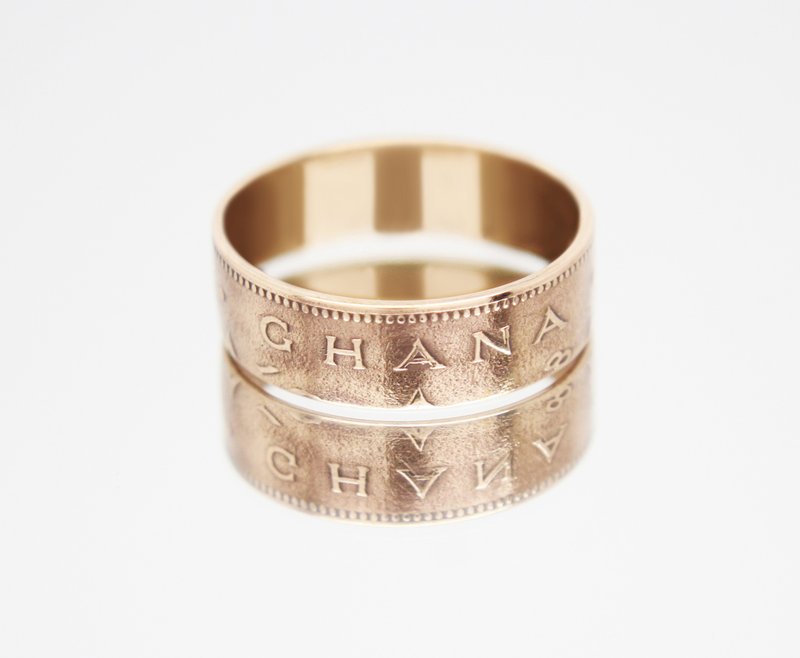 Ghana Coin Ring 1 penny 1958 coin rings for men coin rings for women - 戒指 - 其他金屬 