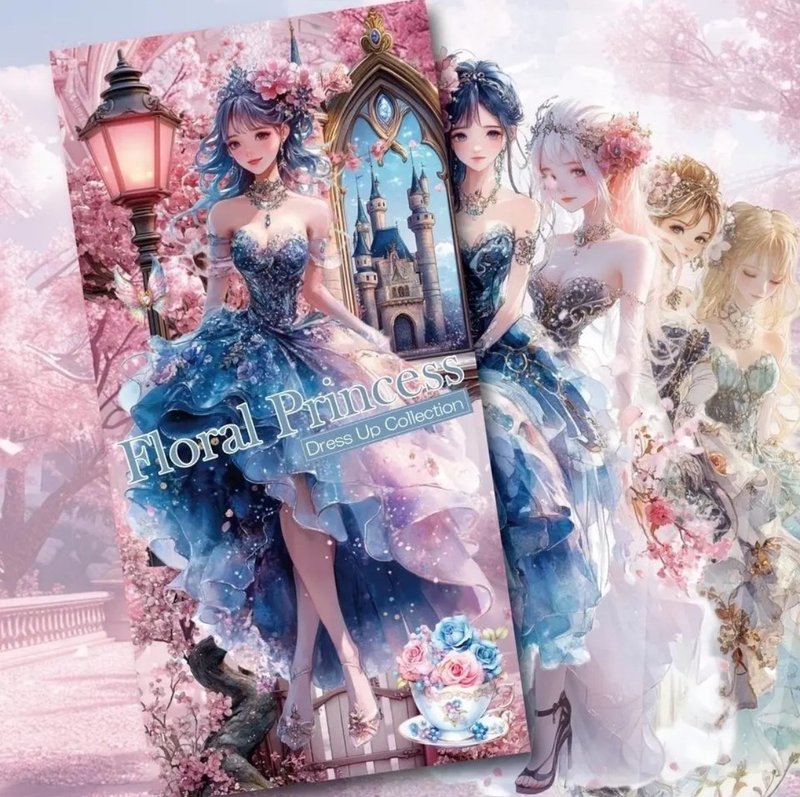 Floral Princess Dress UP Sticker - 貼紙 - 防水材質 粉紅色