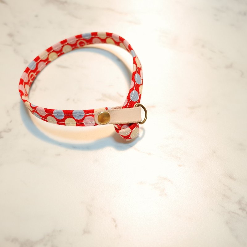 Cat collar candy dessert dream retro red dot water jade can be worn on both sides can be purchased with tag - Collars & Leashes - Cotton & Hemp 