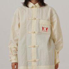 象牙白尼龍功夫襯衫式外套