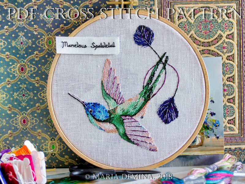 Watercolor Hummingbird III PDF cross stitch pattern 蜂鸟十字绣 - 手工藝教學/工具書 - 其他材質 