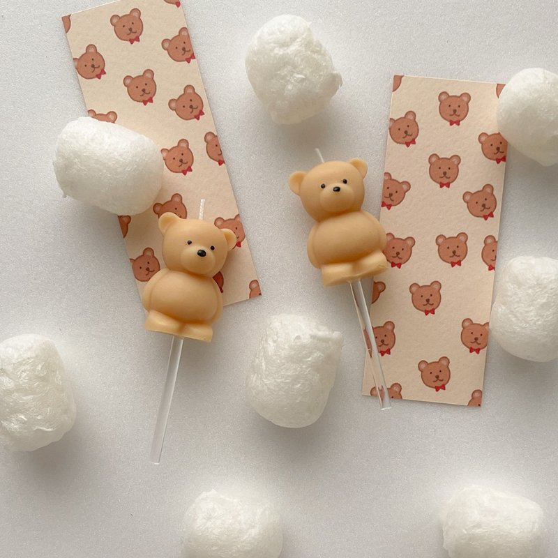 ミニベアケーキキャンドルです - キャンドル・燭台 - 蝋 カーキ