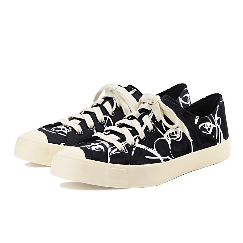 Sneaker Double Face M1154 Black Graffiti - Men's Casual Shoes - Cotton & Hemp Black