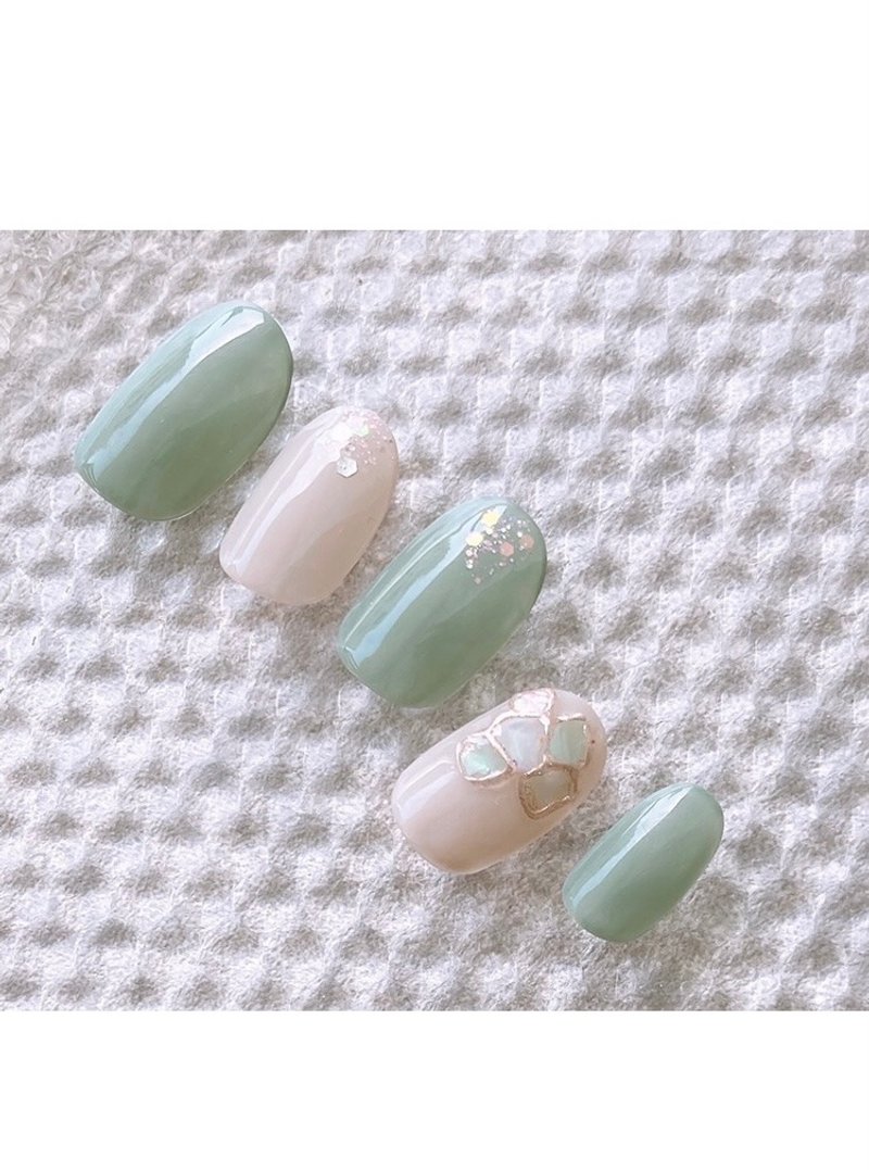 nail tip green mint beautiful shell shell nail green summer summer - Other - Other Materials Green