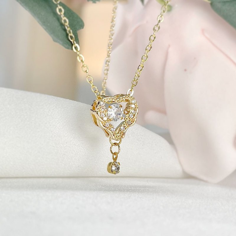 Litter Prince Sweetheart - 18K Gold Plated Necklace - สร้อยคอ - คริสตัล สีทอง