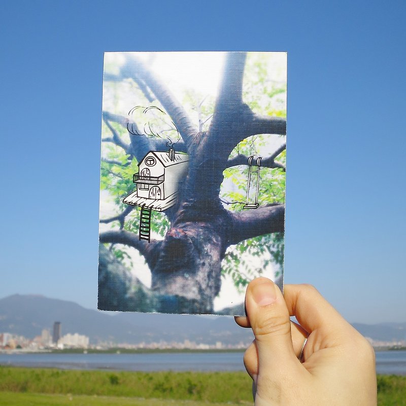 Quietly draw cool cards / multi-function storage postcard / tree house - การ์ด/โปสการ์ด - กระดาษ สีเขียว