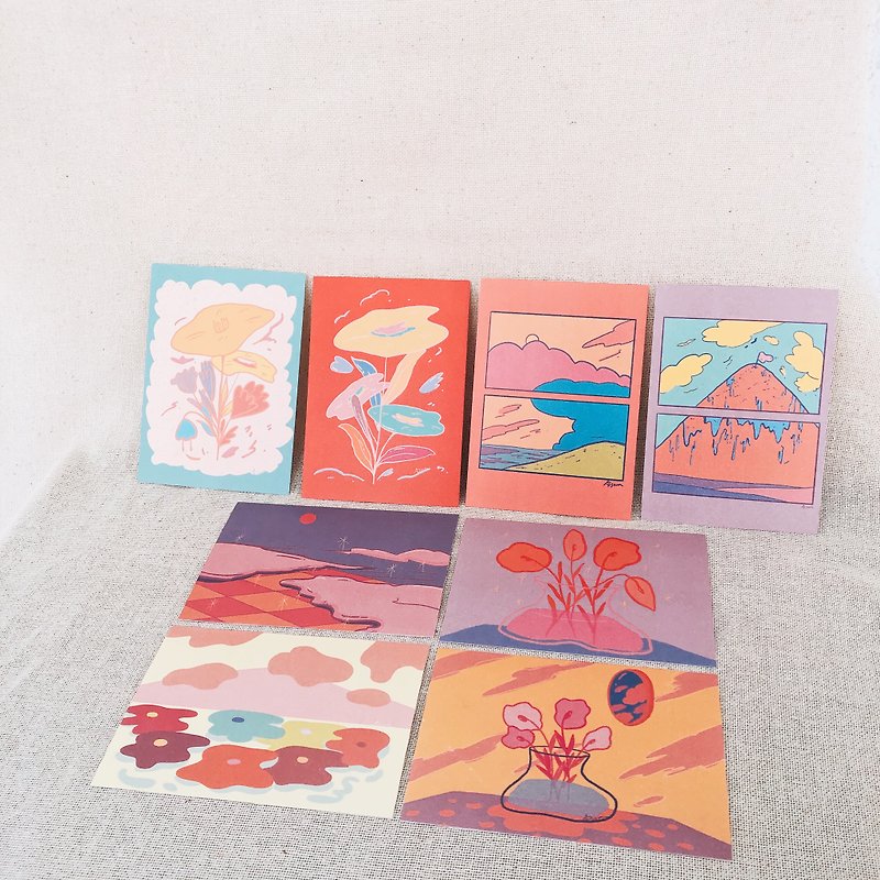 / Illustrated Landscape Postcards/ - การ์ด/โปสการ์ด - กระดาษ หลากหลายสี